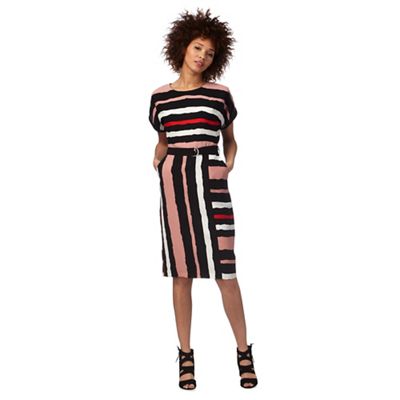 Multi-coloured striped print dress